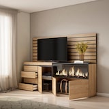 thumbnail of Dressoir, Opbergkast, Buffetkast, Sideboard, 214x35x145cm, Voor slaapkamer, Elektrische haard XXL, Ladekast, Commode, Moderne stijl, Eiken _ 445_16