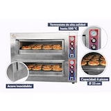 thumbnail of Gasfrit – Forno elétrico para pizza com 2 câmaras, capacidade para 12 pizzas Ø 33 cm, pedra refratária, temperatura máxima 500 °C, 12.800 W
