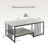 thumbnail of Helloshop26 - Tavolino da caffè in finto marmo Tavolo centrale rettangolare a 2 livelli con ripiano aperto Struttura in metallo 20_0004958