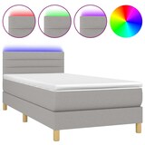 thumbnail of vidaXL Boxspringbett mit Matratze & LED Hellgrau 100x200 cm Stoff