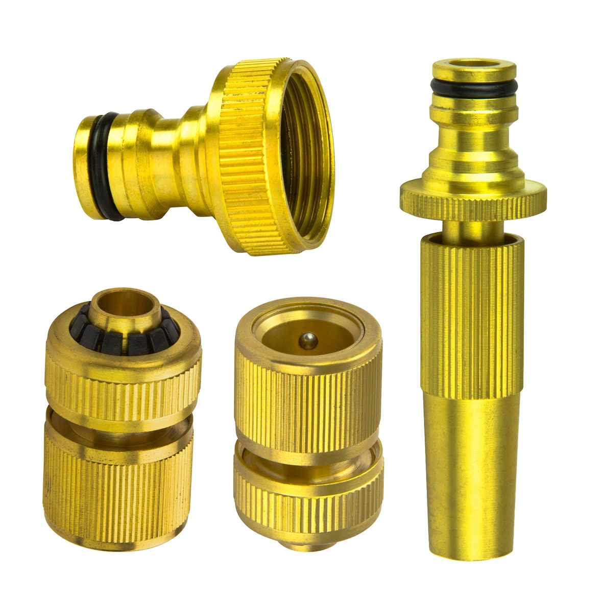 Gartenschlauch System Anschluss-Set 3/4 Zoll Messing Sprühdüse Grundausstattung