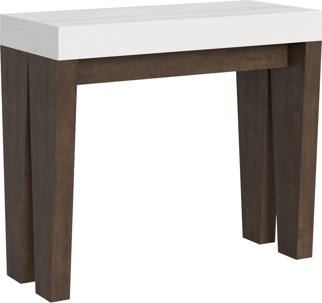 Ausziehbare Konsole 90x40/300 cm Spimbo Mix weiße Eschenplatte - Walnussstruktur