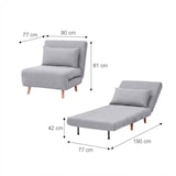 thumbnail of Pouf Letto Singolo Convertibile Pieghevole Ospiti 77x90x81cm / 190x77x42cm - Grigio Chiaro