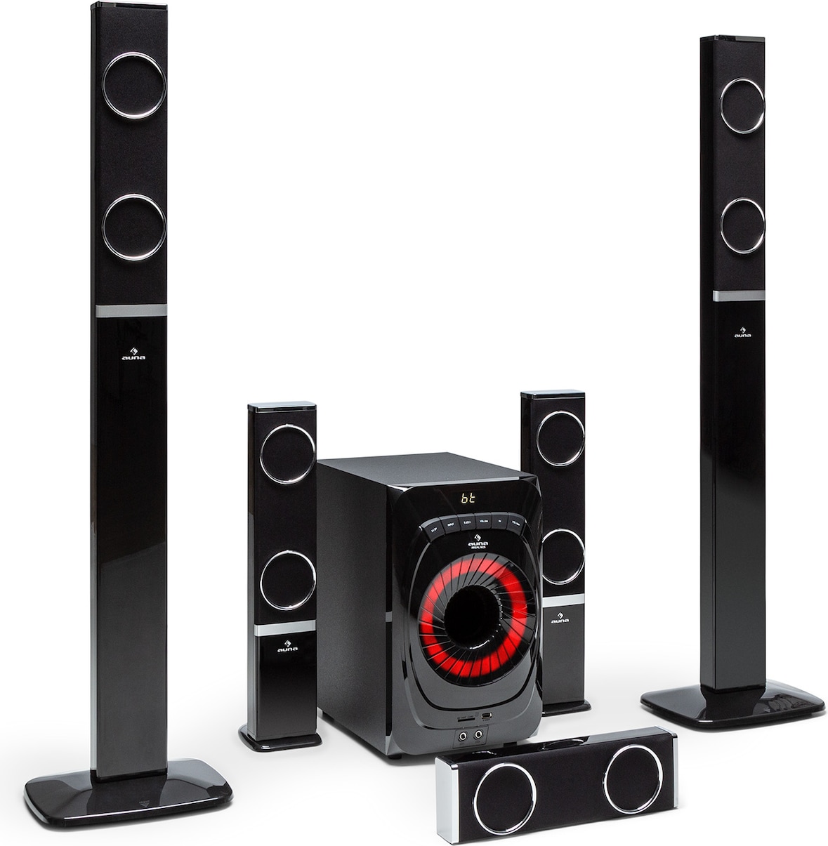 Areal 825 5.1 Lautsprechersystem 200 W RMS BT USB SD AUX Fernbedienung Schwarz