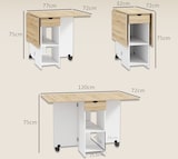 thumbnail of Klappbarer Esstisch mit Schublade und Ablagefächern, Platzsparender Ausziehtisch für Küche, Esszimmer, Wohnzimmer, Eiche