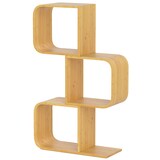 thumbnail of COSTWAY S-vormige boekenkast, staande plank gemaakt van bamboe kubusplank, geometrische decoratieve plank