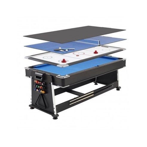 Multijuego giratorio 4 en 1 (Billar, Air Hockey - Ping Pong - Mesa comedor) - Devessport