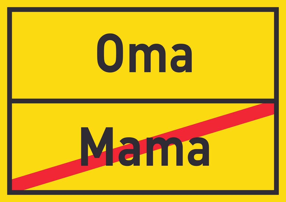 Oma Mama Schild Ortsschild A4 Rückseite selbstklebend