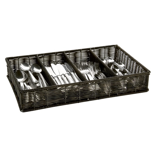 APS Besteckbehälter, GN 1/1, Polypropylen, 53 x 32,5 cm, H: 9 cm, vier Kammern, braun