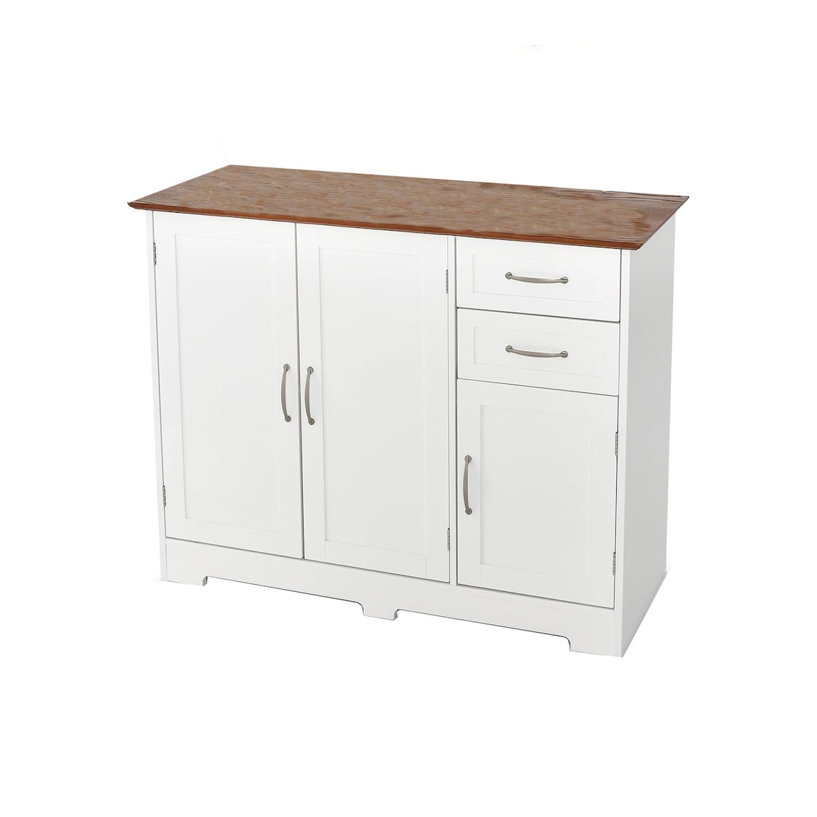 COSTWAY Sideboard Branco, armário de cozinha com mesa, armário de bufê com portas e gavetas e prateleiras ajustáveis, ilha da cozinha