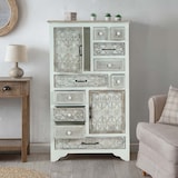 thumbnail of Apotheker Kommode HWC-J48, Schrank Schubladenkommode, Holz Schubladen, Shabby-Look Vintage 150x81x40cm, weiß-braun