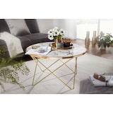 thumbnail of WOHNLING Design Couchtisch Marmor Optik Weiß Ø 85 cm Gold Wohnzimmertisch Rund