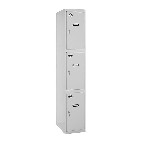 SimonRack Taquillas Vestuario Metálica, 1800x300x500 mm, 3 Puertas, Incluye Llave, Gris - Simonlocker