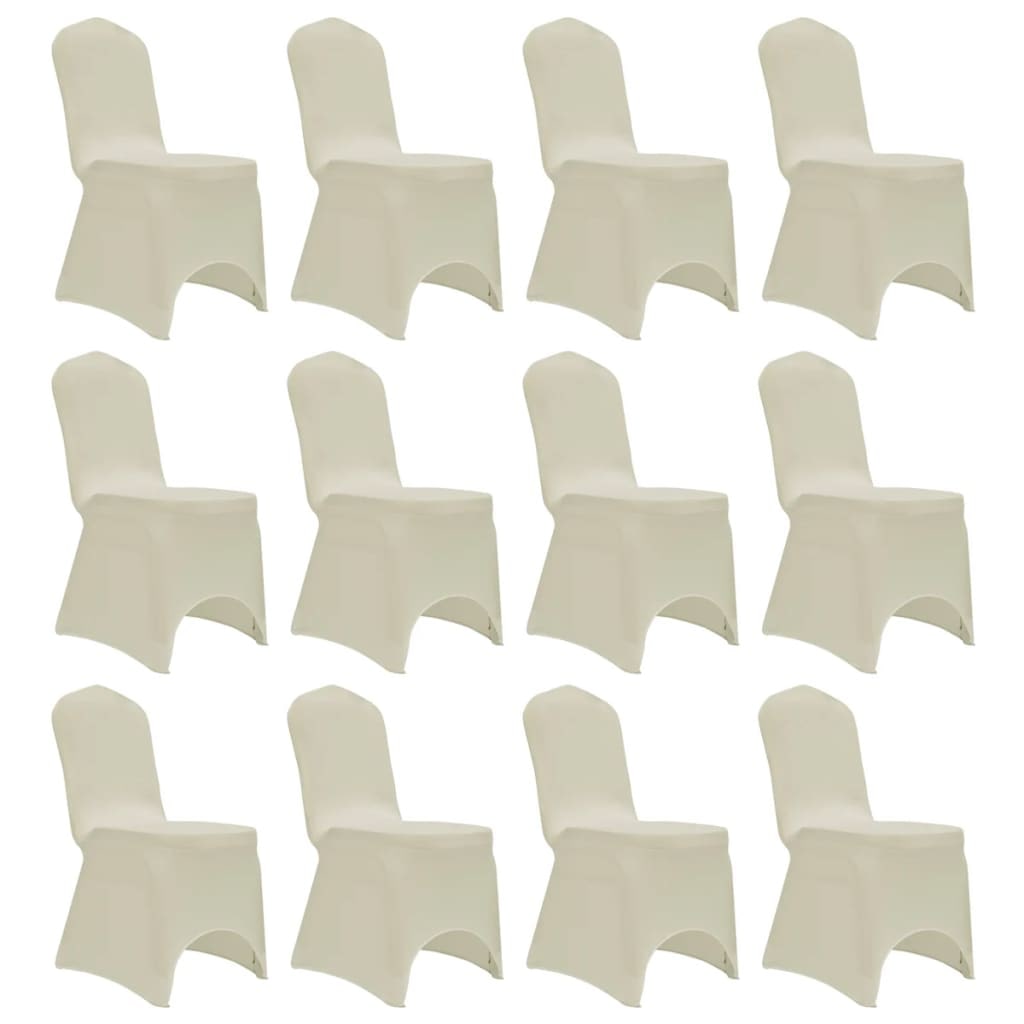 Décoshop26 - Elastische Stuhlhussen in Creme 12 Stück DEC022525
