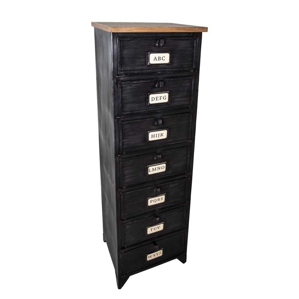 Semainier à 7 volets noir plateau ciré L40 P 37.5 X H140