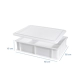 thumbnail of 1 Caja apilable para leudado de pan y pizza + 1 tapa, polietileno, 30x40x10, blanco