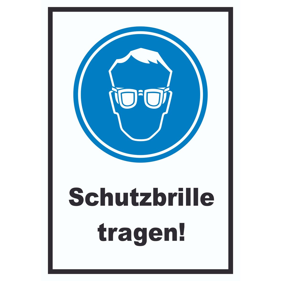 Schutzbrille tragen Schild  A5 Rückseite selbstklebend