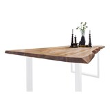 thumbnail of Esstisch Baumkante massiv Akazie eichefarben 160 x 85 weiß NIAH