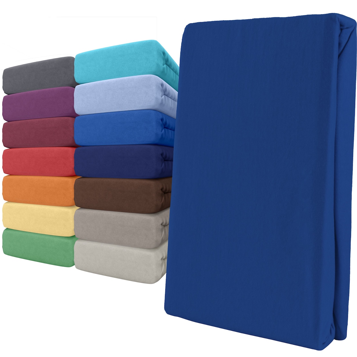 Spannbettlaken Jersey 100% Baumwolle 180-200x200 cm Blau