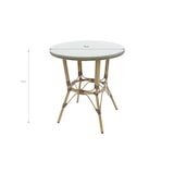 thumbnail of METRO PROFESSIONAL Mesa de bistrô, alumínio/tecido sintético/vidro, Ø 70 x 74 cm, com aspeto de bambu, castanho