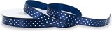 thumbnail of 12mm Satinband 25m mit Punkten Schleifenband Geschenkband Dekoband Stoffband Dunkelblau Weiß