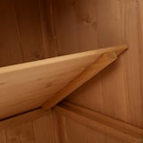 thumbnail of Outsunny Armadio da Esterno in Legno a 2 Ripiani con Tetto Apribile