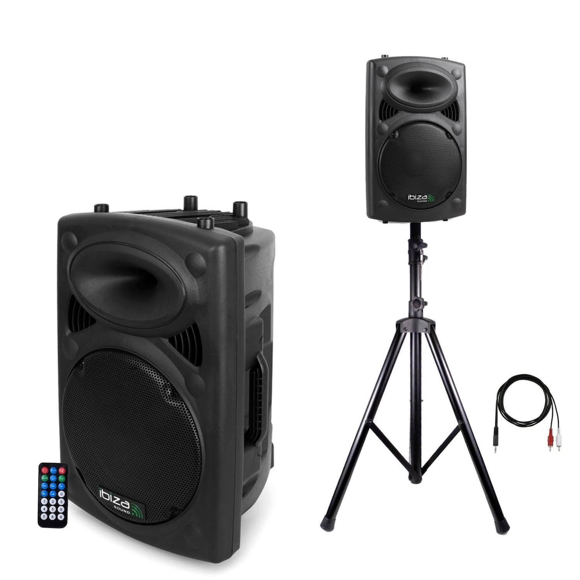 Enceinte Dj SONO amplifiée 8" 20cm 200W USB/SD/BT+ pied + câble PC