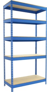 thumbnail of SimonRack Estantería Industrial, 2000x1200x600 mm, 300 kg de Punto Flexión, 5 Estantes Madera, Estantería Garaje, Azul/Madera - Bricoforte