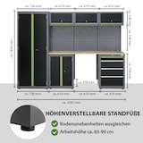 thumbnail of Werkstattwand 13-tlg. modulares Werkstattschranksystem aus Stahl mit massiver Holzarbeitsplatte grün