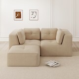 thumbnail of Merax 2-Sitzer Modulares Sofa mit Hocker, Cloud Sofa Cord rahmenlos, Lounge Sofa bodennah, mit breiten Armlehnen, Beige