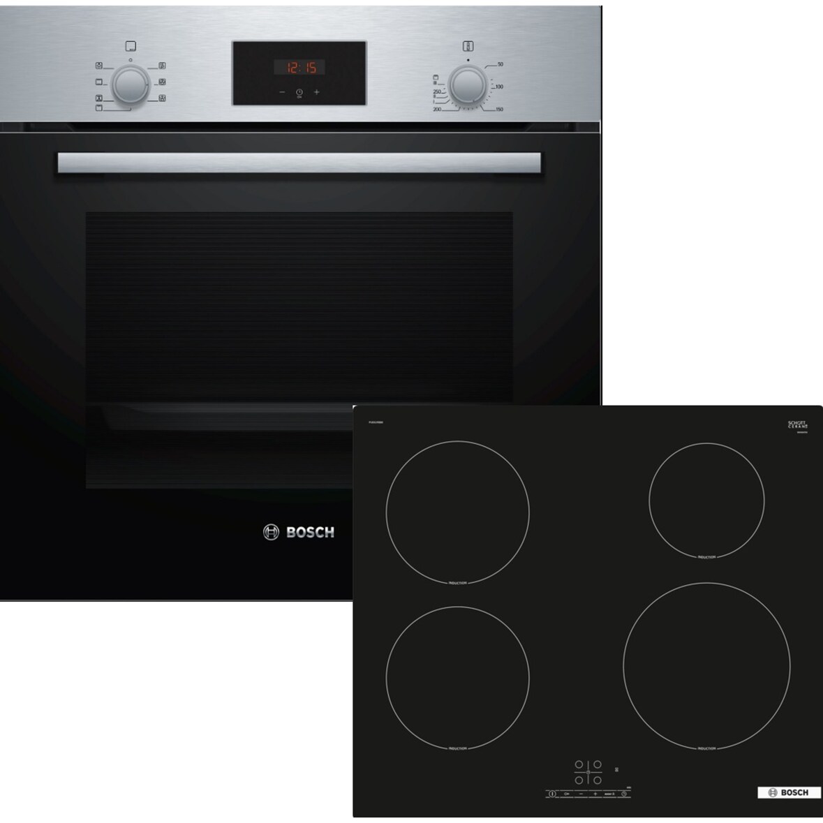 Bosch Einbau-Backofen-Set, HBF133BR0 + PUE61RBB6E, Einbau-Backofen, Induktionskochfeld HBD231BR60