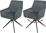 thumbnail of Décoshop26 - Set aus 2 Esszimmerstühlen mit Armlehnen und Drehsitz in dunkelgrauem Stoff 04_0007379