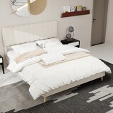 thumbnail of Moderner Minimalistischer Polsterbettrahmen 160x200 cm in Beige – Funktionales Schlafzimmermöbel ohne Stauraum