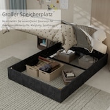 thumbnail of Bett 140x200 cm aus Stoff mit modernem Design, stabiler Konstruktion und elegantem Kopfteil – stilvolles Schlafzimmermöbel Grau