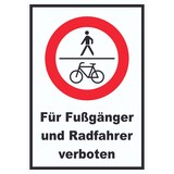 thumbnail of Für Fußgänger und Radfahrer verboten Schild A0 Rückseite selbstklebend