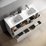 thumbnail of Mobile Bagno Sospeso 120cm Effetto Pietra Con Doppio Lavabo - Bianco Effetto Pietra