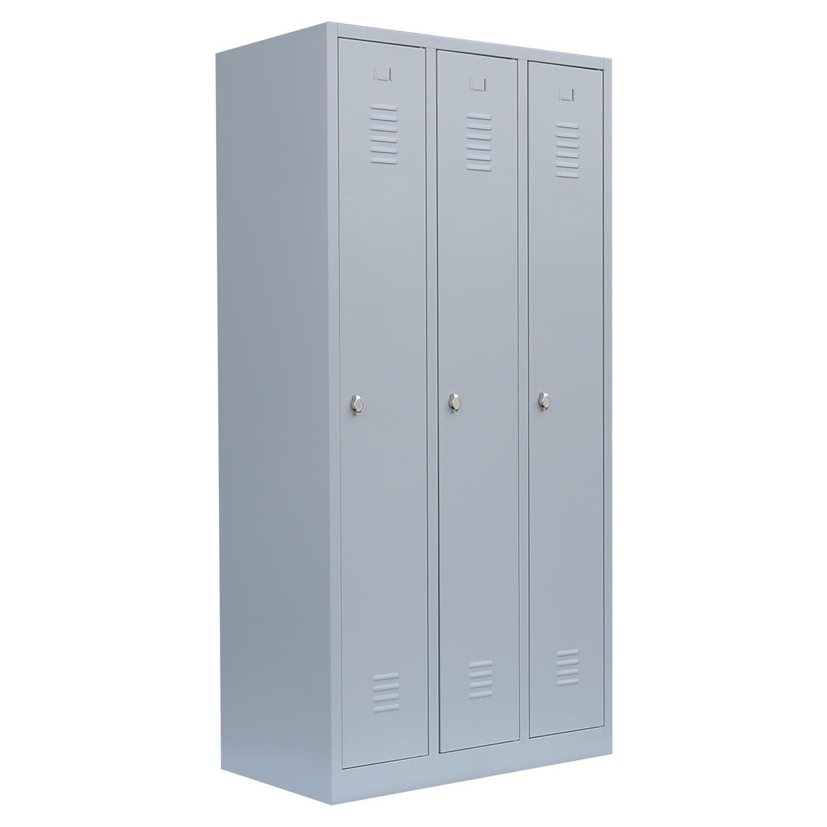 3er Spind Umkleide Stahl Kleiderschränke Gaderobenschrank 3-türig Lichtgrau 510130