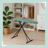 thumbnail of Relaxdays Bügelbrett für Dampfbügeleisen, 121 x 39 cm, höhenverstellbar, klappbar, Ablage, Bügeltisch, grün/schwarz