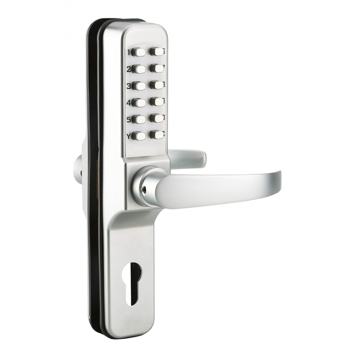 Verrou pour porte d'entrée avec béquille double pour serrure à encastrer entr'axe 70