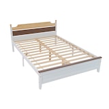 thumbnail of Doppelbett 140x200 cm aus Kiefernholz mit stabilen Mittelfüßen und elegantem Kopfteil – zeitloses Design in Weiß