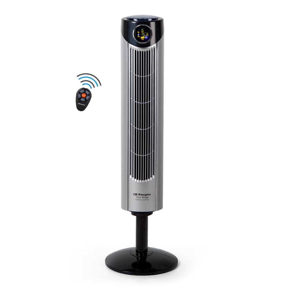 Orbegozo ventilador de torre iónico TWM 1015, 3 velocidades, 3 modos de ventilación, mando a distancia, temporizador, display digital, 107 cm, 45 W