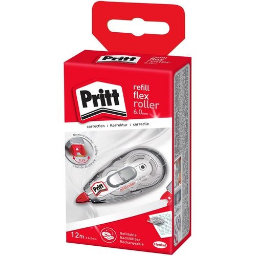 PRITT Roller de correction rechargeable FLEX ROLLER avec recharge 6mm x 12m