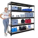 thumbnail of Profi Schwerlastregal Rhino | HxBxT 200x200x60cm | 5 Spanplatten-Ebenen 8mm | Fachlast 500kg | Schwarz