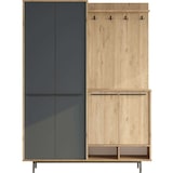 thumbnail of Meuble d'entrée avec placard à chaussures et patères Sylvie marron, anthracite Hanah Home