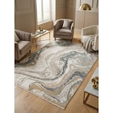 thumbnail of Velours Teppich Kurzflor Marmor-Look | 120x180 cm, 0,8 cm Florhöhe | Beige-Grau | Pflegeleicht | Wohnbereich | SIENA-Elsa Kollektion | Kadima Design