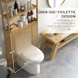 thumbnail of Toilettenregal Bambus Natur 68x20x165 cm 3 Ebenen Standregal über Toilette mit Kippschutz, platzsparender Bad Organizer, offene Ablagen