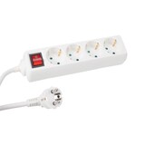 thumbnail of Perel Extensão múltipla com interruptor, 4 tomadas Schuko (tipo F) com proteção infantil, cabo H05VV-F 3G1.5 de 3 m, 3500 W, IP20, branca, 16 A, 230 V