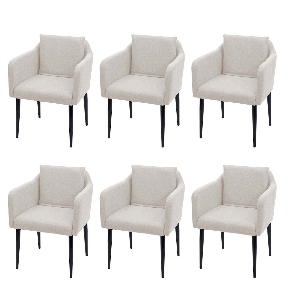 Lote de 6 silla de comedor HWC-H93, silla de cocina sillón silla ~ tela/textil crema-beige