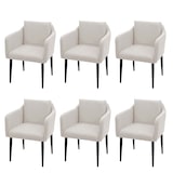 thumbnail of Lote de 6 silla de comedor HWC-H93, silla de cocina sillón silla ~ tela/textil crema-beige