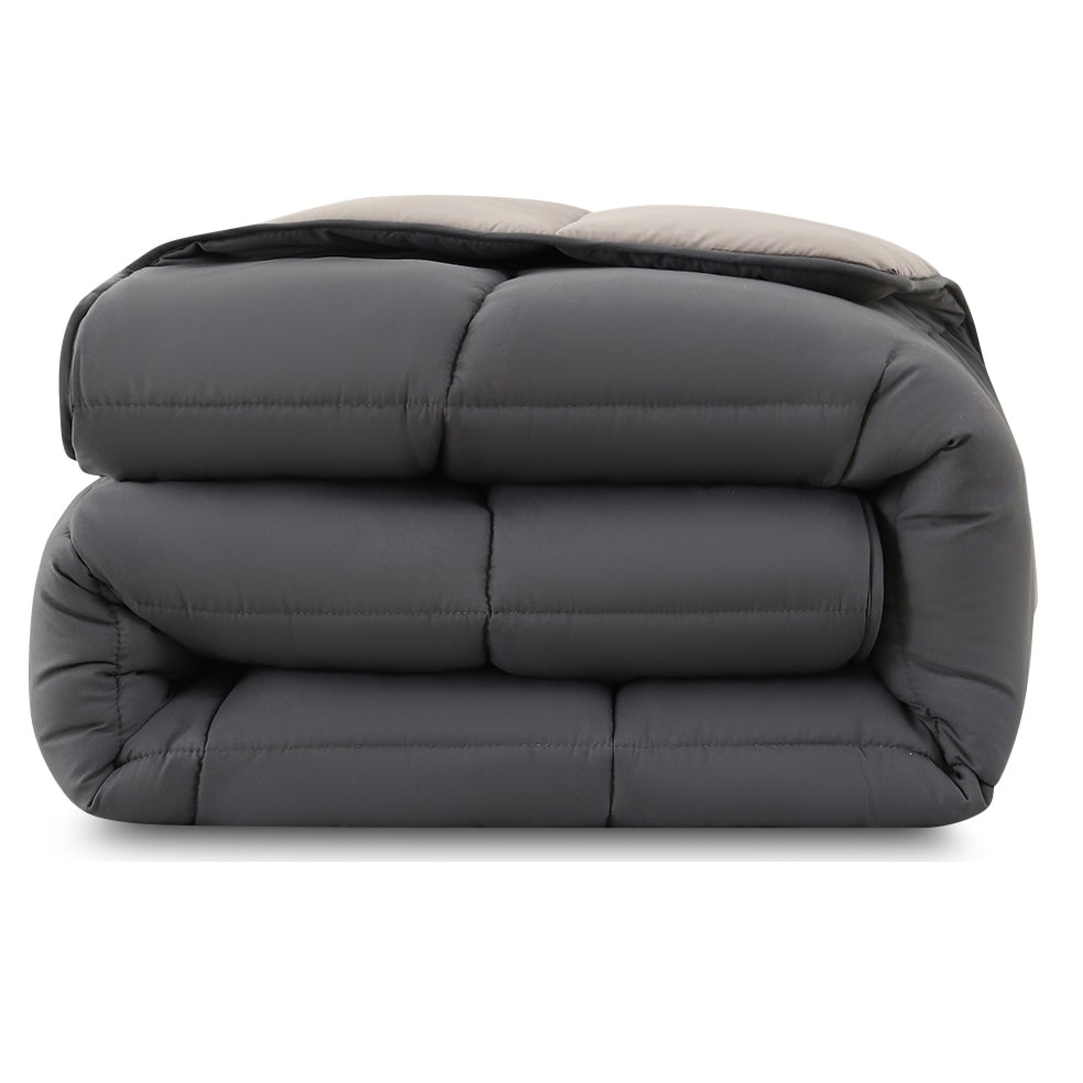 Steppbett Bettdecke Wende-Design ca. 135x200 cm – grau & hellgrau – buntes Ganzjahres Steppbett (Sommer und Winter) I farbig und ohne extra Bezug